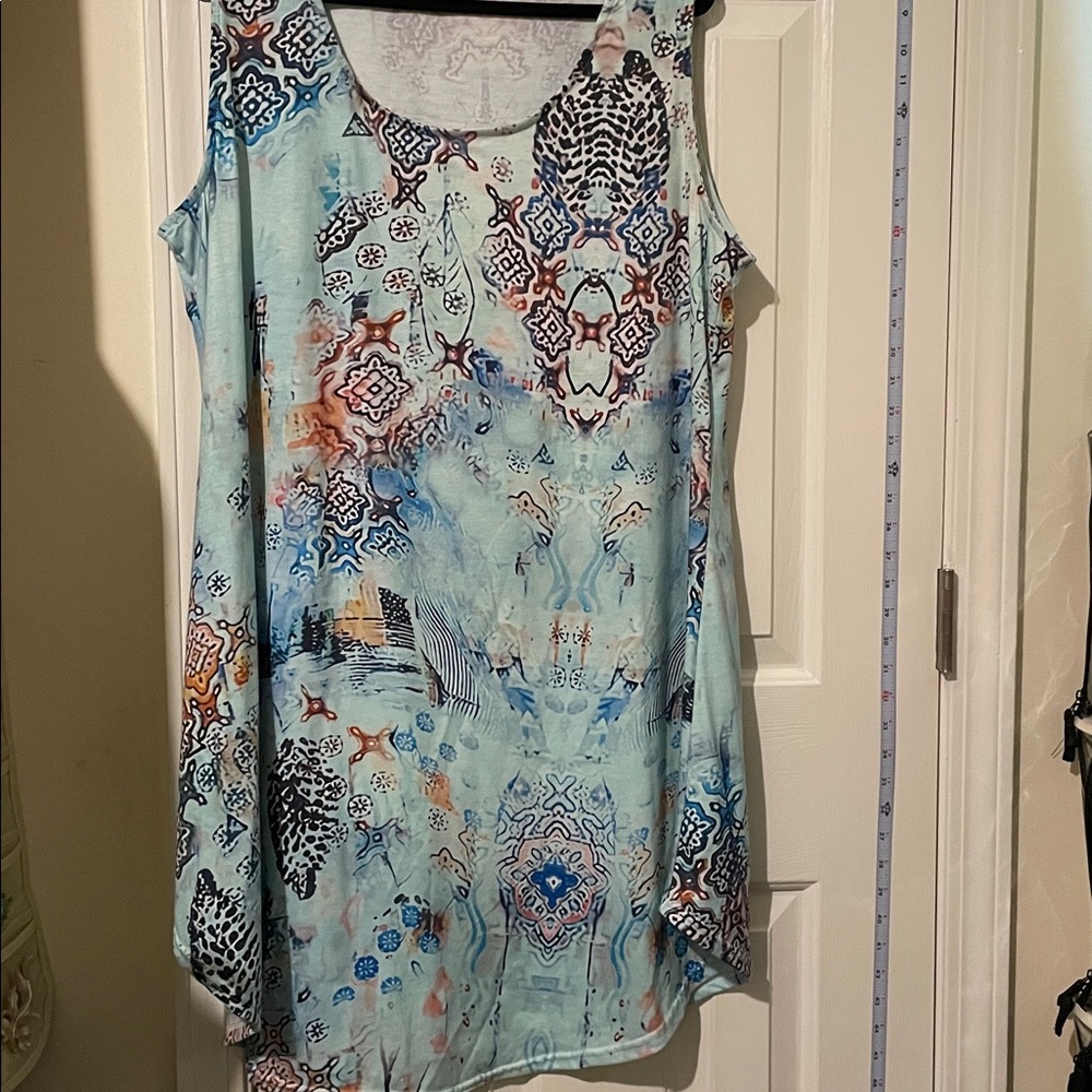 Amazon Blue Multicolor Patterned Midi Dress